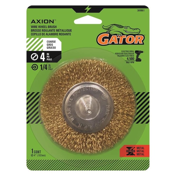 Gator Gator 4 in. Coarse Crimped Wire Wheel Brush Brass Coated Steel 4500 rpm 1 pc 389861 - main